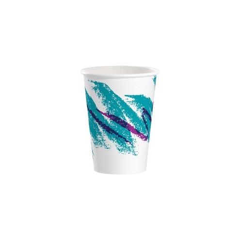 Solo Cup Jazz 12 oz. Hot Cup - 12 fl oz - 1000 / Carton - White, Blue - Polyethylene, Paper - Beverage, Coffee, Tea, Cocoa