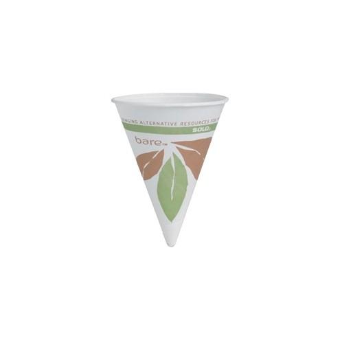 Bare 4oz Paper Cone Cup - 4 fl oz - Cone - 5000 / Carton - White - Paper - Cold Drink
