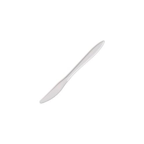 Solo Cutlery, Knife, 1/2"Wx6-1/2"Lx1/4"H, 1000/CT, White - 1000/Carton - 1 x Knife - 0.50" Width x 0.25" Length - Disposable - Polypropylene - White