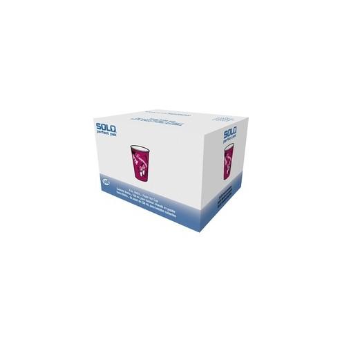 Solo Single Sided Paper Hot Cups - 8 fl oz - 500 / Carton - Maroon - Poly Paper - Hot Drink, Coffee, Tea, Cocoa