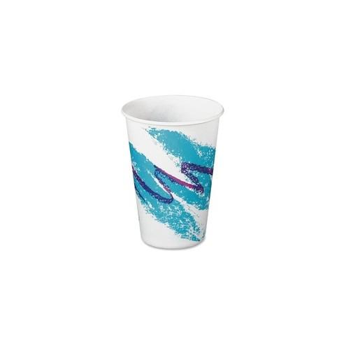 Solo Jazz Design Waxed Paper Cold Cups - 10 fl oz - 2000 / Carton - White - Paper - Cold Drink