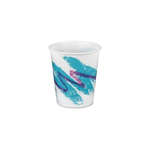 Solo Jazz Design Waxed Paper Cold Cups - 9 fl oz - 2000 / Carton - White - Paper - Cold Drink
