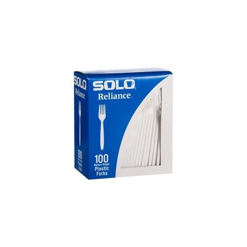 Solo Cup Reliance Medium Weight Boxed Forks - 10 / Box - 1000/Carton - Fork - Disposable - Plastic - White