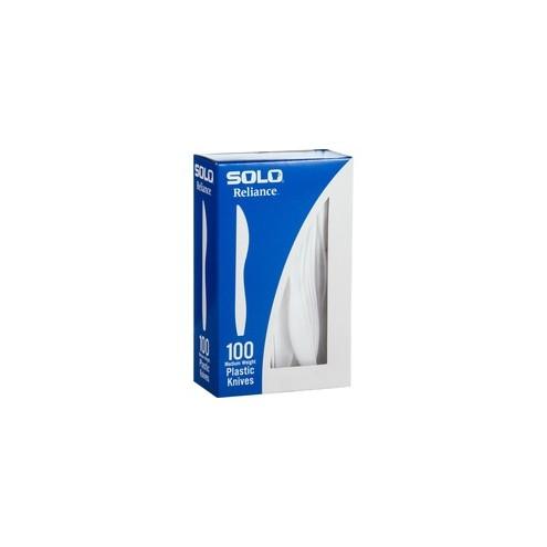 Solo Cup Reliance Medium Weight Boxed Knives - 1000/Carton - 1 x Knife - Breakroom - Disposable - Plastic - White