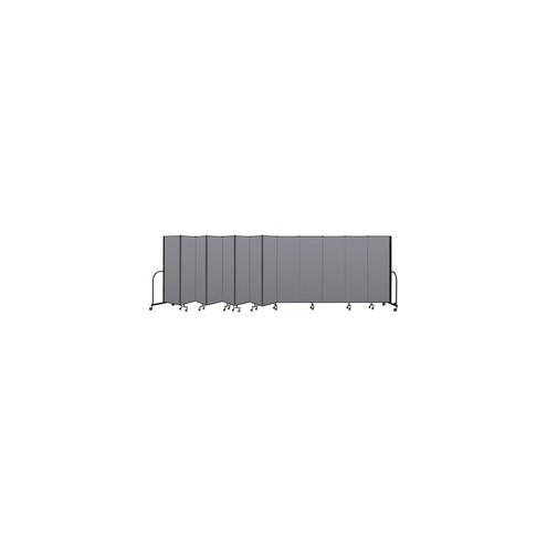 Screenflex Portable Room Dividers - 72" Height x 24.1 ft Length - Black Metal Frame - Polyester - Stone
