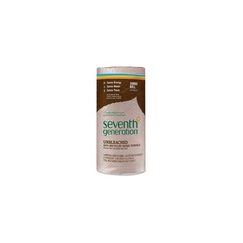 Seventh Generation 100% Recycled Paper Towels - 2 Ply - 11" x 9" - 120 Sheets/Roll - Brown - Paper - Lint-free, Absorbent, Hypoallergenic, Fragrance-free, Dye-free - 120 / Roll