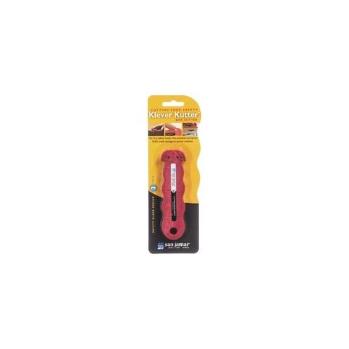 San Jamar Disposable Carton Opener - Stainless Steel Blade - Contoured Grip, Disposable, Dual Blade, Dishwasher Safe - Red - 0.5" Length - 3 / Pack