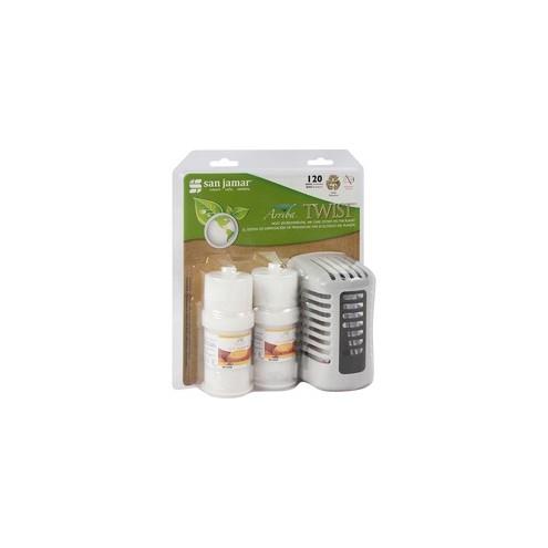 San Jamar Twist Air Care Dispenser Kit - 60 Day(s) Refill Life - 44883.12 gal Coverage - 6 / Carton - White