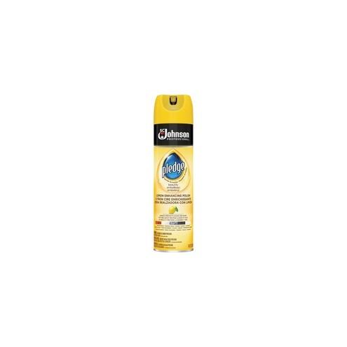 Pledge Lemon Enhancing Polish - Spray - 14.2 fl oz (0.4 quart) - Lemon Scent - 6 / Carton - White