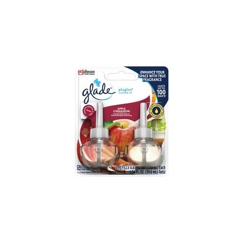 Glade PlugIns Apple Cinnamon Refill - Oil - 1.3 fl oz (0 quart) - Apple Cinnamon - 30 Day - 12 / Carton - Long Lasting