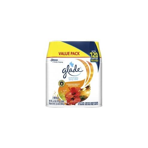 Glade Automatic Spray Refill Value Pack - Spray - 12.40 oz - Hawaiian Breeze - 2 / Pack - Long Lasting