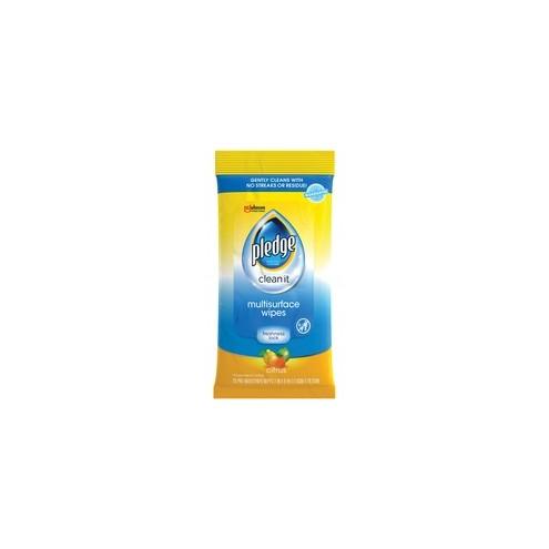 Pledge Multisurface Wipes - For Multipurpose - Pre-moistened, Presaturated, Durable, Resealable - 25 / Pack - 12 / Carton - White