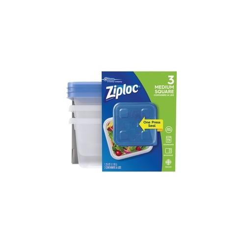 Ziploc&reg; Storage Containers - 1.3 quart Food Container, Lid - Dishwasher Safe - Microwave Safe - Clear - 3 Piece(s) / Pack