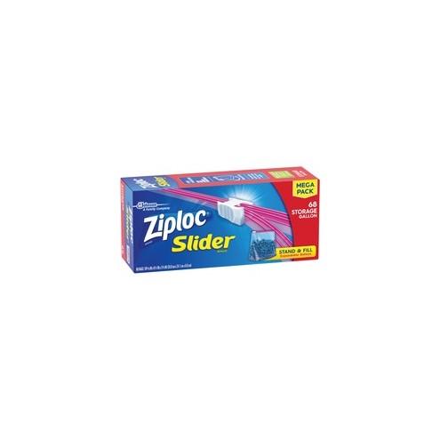 Ziploc&reg; Slider Gallon Storage Bags - 1 gal - 10.56" Width x 9.50" Length - Clear - Plastic - 68/Box - Food