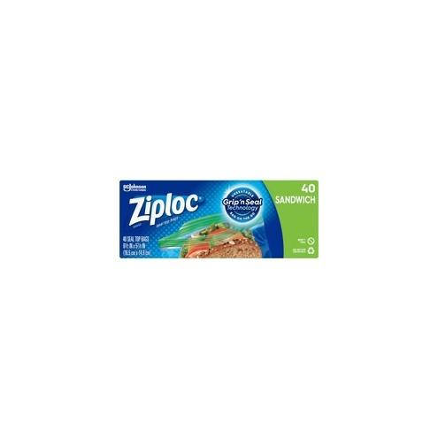 Ziploc&reg; Brand Sandwich Bags - 5.88" Width x 6.50" Length - Clear - 1Each - 40 Per Box - Sandwich, Fruit, Cookie, Chips, Snack
