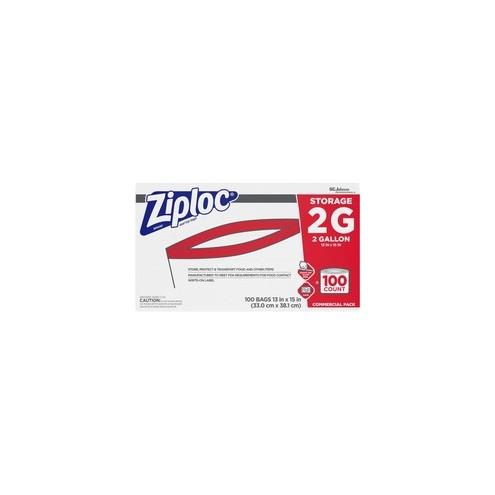 Ziploc&reg; 2-Gallon Storage Bags - Extra Large Size - 2 gal - Clear - 100/Carton - 100 Per Carton - Food