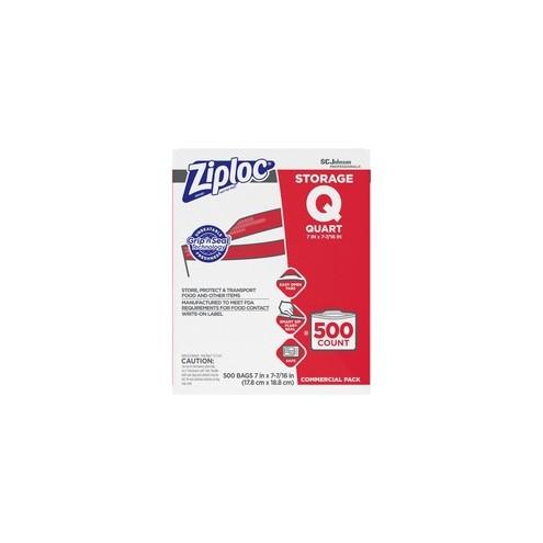 Ziploc&reg; Seal Top Quart Storage Bags - Medium Size - 1 quart - x 1.75 mil (44 Micron) Thickness - Clear - 500/Carton - 500 Per Box - Food