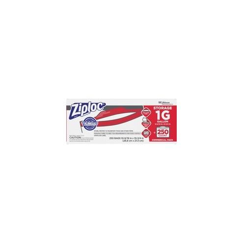 Ziploc&reg; Seal Top Gallon Storage Bags - Large Size - 1 gal - 11" Width x 10.50" Length x 1.75 mil (44 Micron) Thickness - Clear - 250/Carton - 250 Per Carton - Food