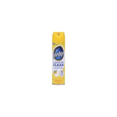 Pledge Lemon Clean Furniture Spray - Aerosol - 9.7 fl oz (0.3 quart) - Lemon Clean Scent - 12 / Carton - Off White