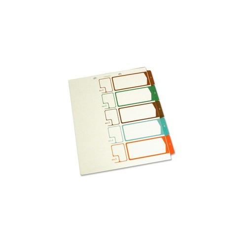 SJ Paper Speedex Letter Size Side Tab TOC Dividers - 5 Printed Tab(s) - Digit - 1-5 - 8.5" Divider Width x 11" Divider Length - Letter - 2 Hole Punched - Ivory Divider - Multicolor Tab(s) - 5 / Set