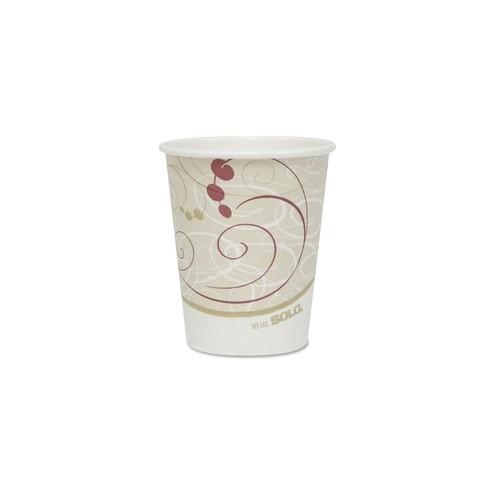 Solo Hot Cups - 10 fl oz - White, Beige - Paper - Hot Drink, Beverage, Tea, Coffee, Cocoa