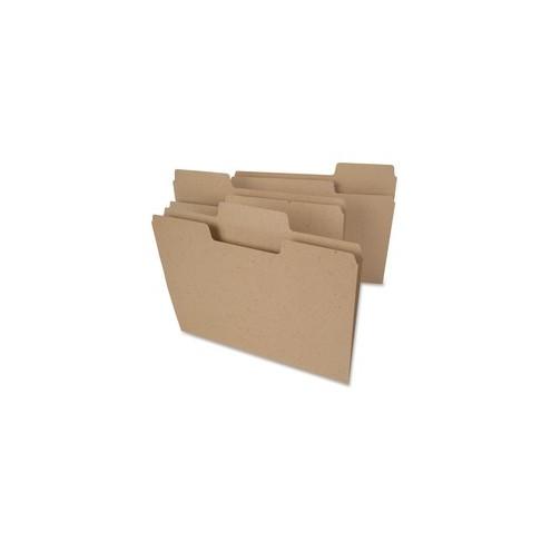 Smead Tree Free SuperTab&reg; File Folders - Letter - 8 1/2" x 11" Sheet Size - 1/3 Tab Cut - Assorted Position Tab Location - Brown - Recycled - 100 / Box