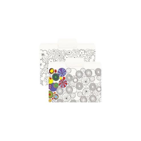 Smead Adult Coloring File Folders - Letter - 8 1/2" x 11" Sheet Size - 3/4" Expansion - 1/3 Tab Cut - Assorted Position Tab Position - 11 pt. Folder Thickness - Manila - White - Recycled - 6 / Pack