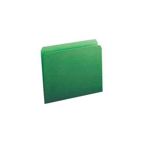 Smead File Folders with Reinforced Tab - Letter - 8 1/2" x 11" Sheet Size - 3/4" Expansion - Straight Tab Cut - 11 pt. Folder Thickness - Green - 1.12 oz - Recycled - 100 / Box