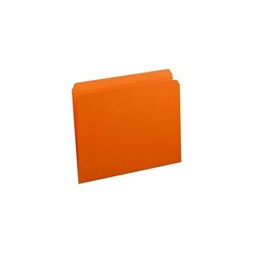 Smead File Folders with Reinforced Tab - Letter - 8 1/2" x 11" Sheet Size - 3/4" Expansion - Straight Tab Cut - 11 pt. Folder Thickness - Orange - 1.12 oz - Recycled - 100 / Box