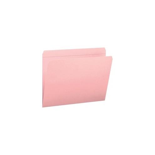 Smead File Folders with Reinforced Tab - Letter - 8 1/2" x 11" Sheet Size - 3/4" Expansion - Straight Tab Cut - 11 pt. Folder Thickness - Pink - 1.12 oz - Recycled - 100 / Box