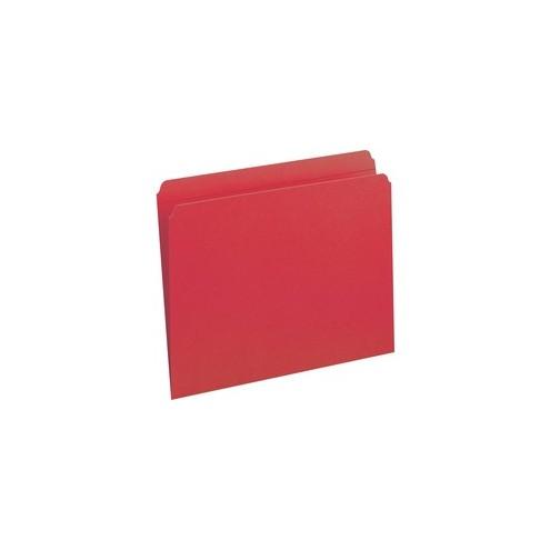 Smead File Folders with Reinforced Tab - Letter - 8 1/2" x 11" Sheet Size - 3/4" Expansion - Straight Tab Cut - 11 pt. Folder Thickness - Red - 1.12 oz - Recycled - 100 / Box