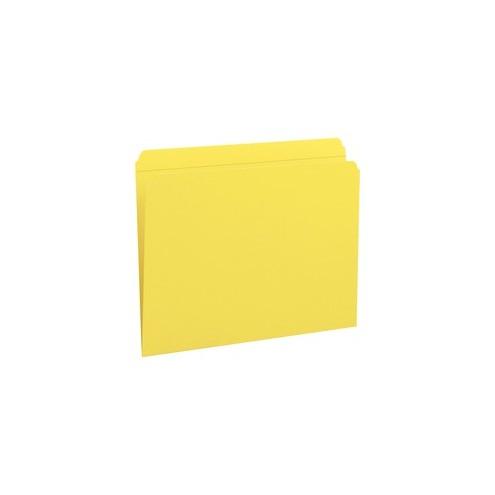 Smead File Folders with Reinforced Tab - Letter - 8 1/2" x 11" Sheet Size - 3/4" Expansion - Straight Tab Cut - 11 pt. Folder Thickness - Yellow - 1.12 oz - Recycled - 100 / Box