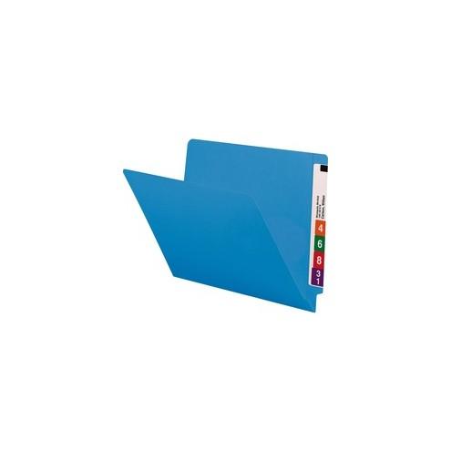 Smead End Tab File Folders with Shelf-Master Reinforced Tab - Letter - 8 1/2" x 11" Sheet Size - 3/4" Expansion - Straight Tab Cut - 11 pt. Folder Thickness - Blue - 1.38 oz - Recycled - 100 / Box