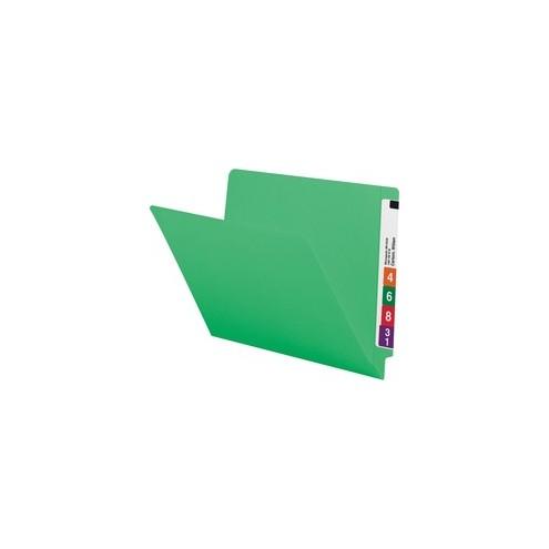 Smead End Tab File Folders with Shelf-Master Reinforced Tab - Letter - 8 1/2" x 11" Sheet Size - 3/4" Expansion - Straight Tab Cut - 11 pt. Folder Thickness - Green - 1.38 oz - Recycled - 100 / Box