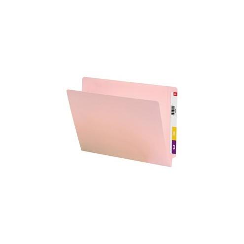 Smead End Tab File Folders with Shelf-Master Reinforced Tab - Letter - 8 1/2" x 11" Sheet Size - Straight Tab Cut - 11 pt. Folder Thickness - Pink - 1.38 oz - Recycled - 100 / Box