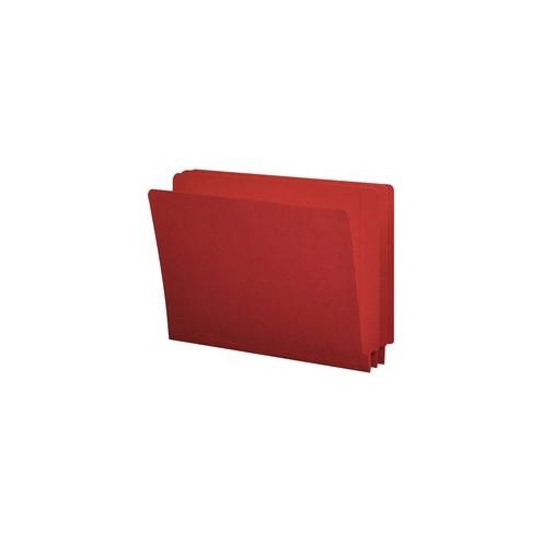 Smead End Tab File Folders with Shelf-Master Reinforced Tab - Letter - 8 1/2" x 11" Sheet Size - 3/4" Expansion - Straight Tab Cut - 11 pt. Folder Thickness - Red - 1.38 oz - Recycled - 100 / Box