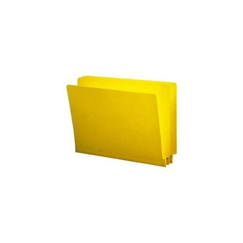 Smead End Tab File Folders with Shelf-Master Reinforced Tab - Letter - 8 1/2" x 11" Sheet Size - 3/4" Expansion - Straight Tab Cut - 11 pt. Folder Thickness - Yellow - 1.38 oz - Recycled - 100 / Box