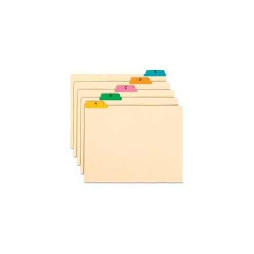 Smead Filing Guides with Alphabetic Indexing - 25 Printed Assorted Tab(s) - Character - A-Z - 25 Tab(s)/Set - Letter - Yellow Manila, Green, Pink, Salmon, Blue Tab(s) - 25 / Set