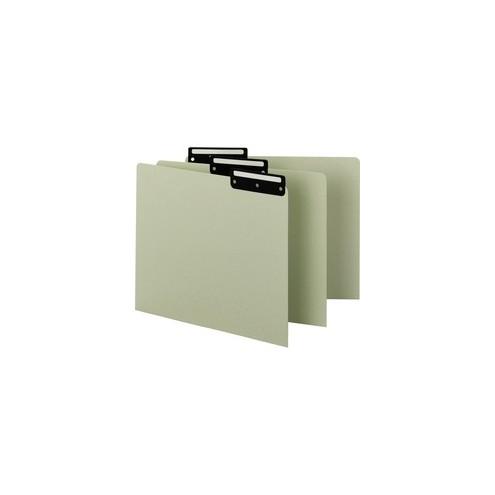 Smead Filing Guides with Blank Tab - Blank Assorted Tab(s) - Letter - Gray Pressboard, Green Divider - Metal Tab(s) - 50 / Box