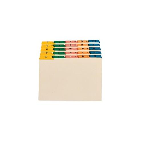 Smead Filing Guides with Alphabetic Indexing - Printed Tab(s) - Character - A-Z - Legal - 8 1/2" Width x 14" Length - Manila Manila Divider - Green, Pink, Blue, Salmon, Yellow Tab(s) - 25 / Set