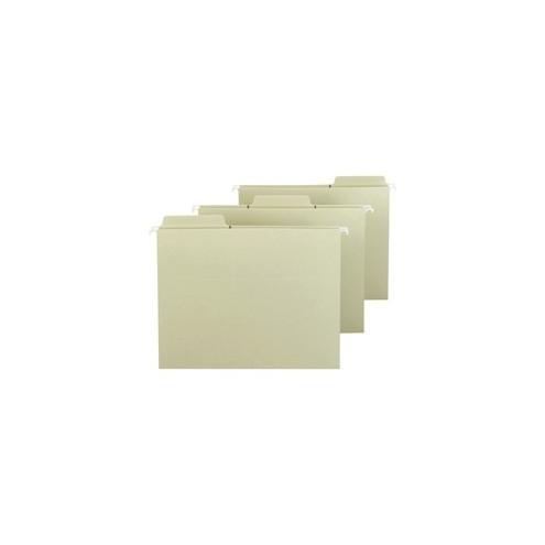 Smead FasTab Hanging Folders - Letter - 8 1/2" x 11" Sheet Size - 1/3 Tab Cut - Top Tab Location - Assorted Position Tab Position - 11 pt. Folder Thickness - Moss - 2.50 oz - Recycled - 20 / Box