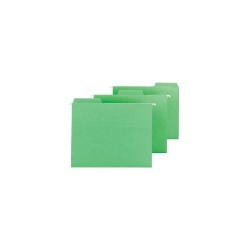 Smead FasTab Hanging Folders - Letter - 8 1/2" x 11" Sheet Size - 1/3 Tab Cut - Top Tab Location - Assorted Position Tab Position - 11 pt. Folder Thickness - Green - 2.50 oz - Recycled - 20 / Box