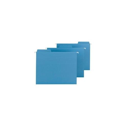 Smead FasTab Hanging Folders - Letter - 8 1/2" x 11" Sheet Size - 1/3 Tab Cut - Top Tab Location - Assorted Position Tab Position - 11 pt. Folder Thickness - Blue - 2.50 oz - Recycled - 20 / Box