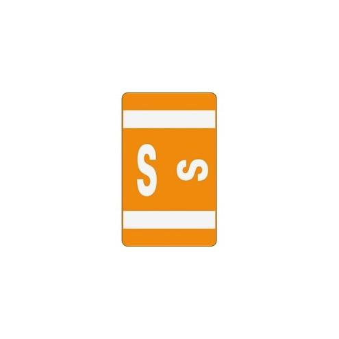 Smead AlphaZ ACCS Color-Coded Labels - "S" - 1" Width x 1 5/8" Length - Orange - 10 / Sheet - 100 / Pack