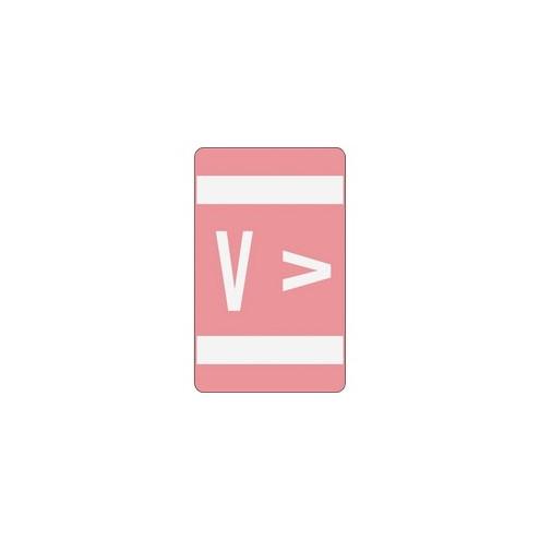 Smead AlphaZ ACCS Color-Coded Labels - "V" - 1" Width x 1 5/8" Length - Pink - 10 / Sheet - 100 / Pack