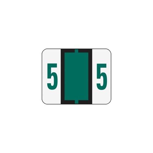 Smead BCCRN Bar-Style Color-Coded Labels - "Number" - 1 1/4" Width x 1" Length - Dark Green - 500 / Roll - 500 / Roll