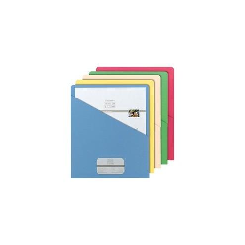 Smead Organized Up Slash-Style File Jackets - Letter - 8 1/2" x 11" Sheet Size - 11 pt. Folder Thickness - Manila, Blue, Green, Red, Yellow - 1.49 lb - Recycled - 25 / Pack