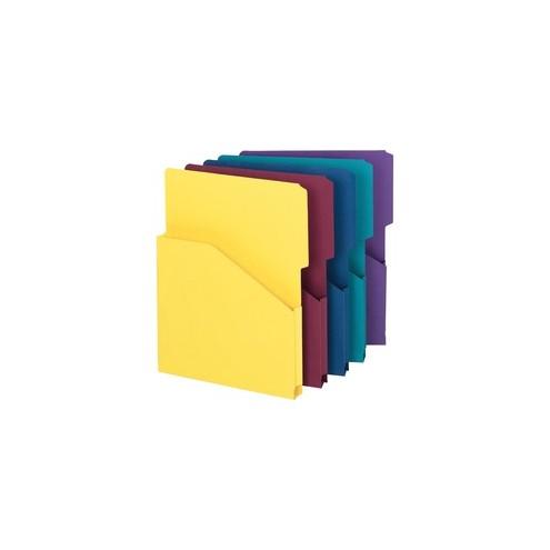 Smead Organized Up Slash-Style File Jackets - Letter - 8 1/2" x 11" Sheet Size - 1" Expansion - 2/5 Tab Cut - 11 pt. Folder Thickness - Assorted - Recycled - 5 / Pack