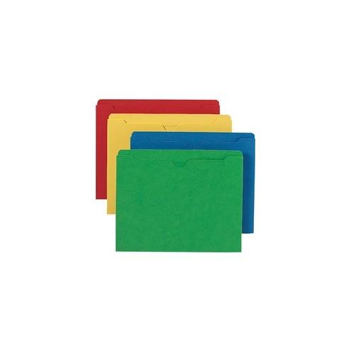 Smead File Jackets - Letter - 8 1/2" x 11" Sheet Size - 50 Sheet Capacity - Straight Tab Cut - 11 pt. Folder Thickness - Blue, Green, Red, Yellow - 1.38 oz - Recycled - 100 / Box