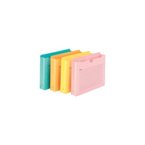 Smead Notes File Jackets - Letter - 8 1/2" x 11" Sheet Size - 2" Expansion - Straight Tab Cut - Aqua, Goldenrod, Pink, Yellow - Recycled - 12 / Pack